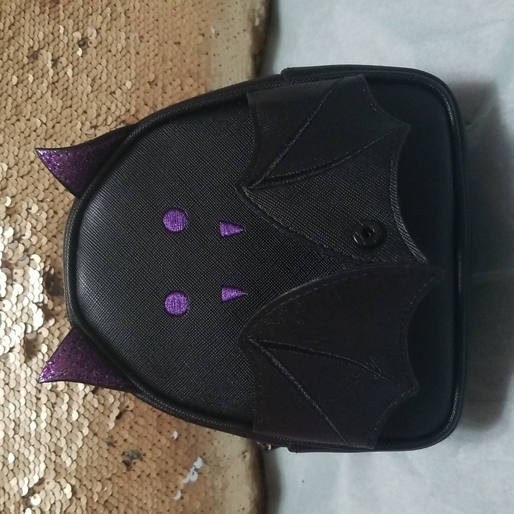New Bath & Body Works Bat cosmetic bag, clutch bag black & purple